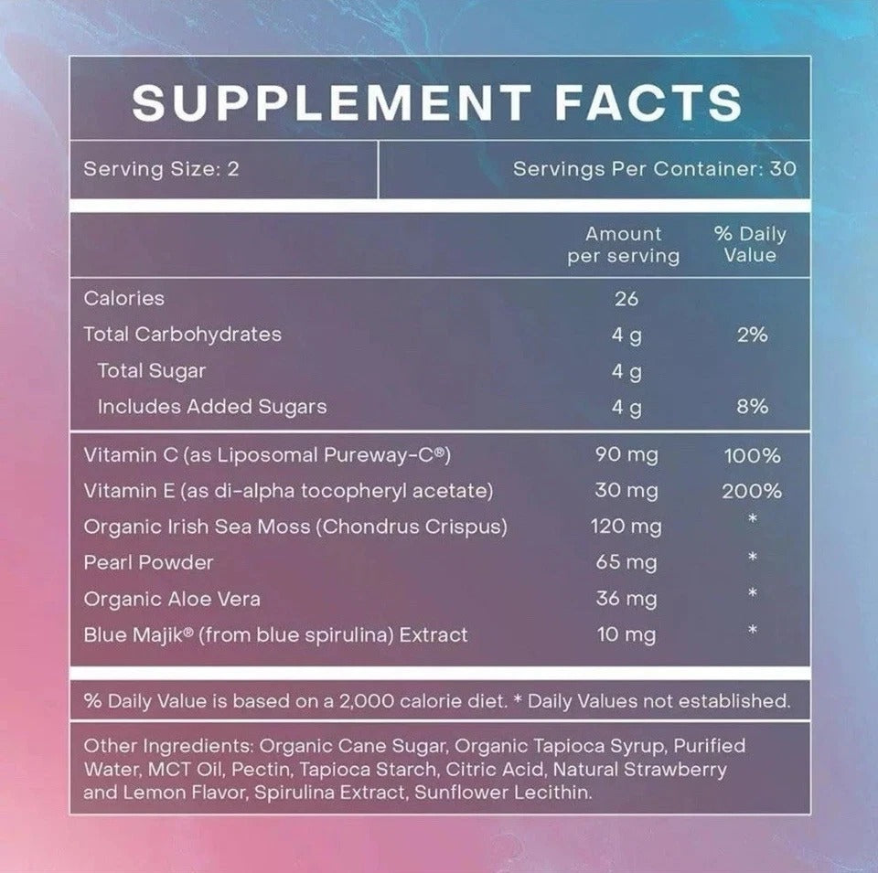 1X Sea Moss Pearl Powder Vitamin Gummies 60 Gummies for Skin & Beauty