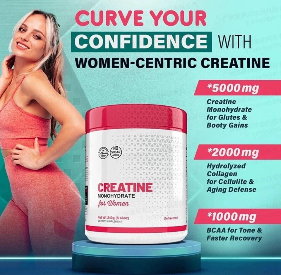 Creatine Monohydrate Powder for Women Booty Muscle Growth Pure Micronized USA