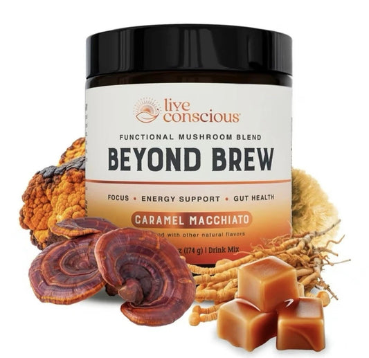 Live Conscious Beyond Brew Mushroom Coffee 7-in-1 Cacao Energy/focus/Gut/Mental!
