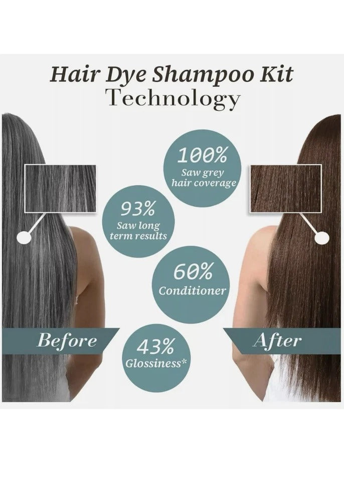 2x Light Brown Hair Dye 3in1 Shampoo Instant Hair Dye Herbal Ingredients 2 Pack