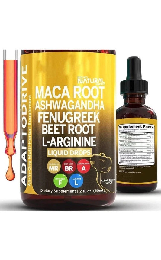 Maca Root Drops-Maca Root Ashwagandha Fenugreek Beet Root L-Arginine - 60ml