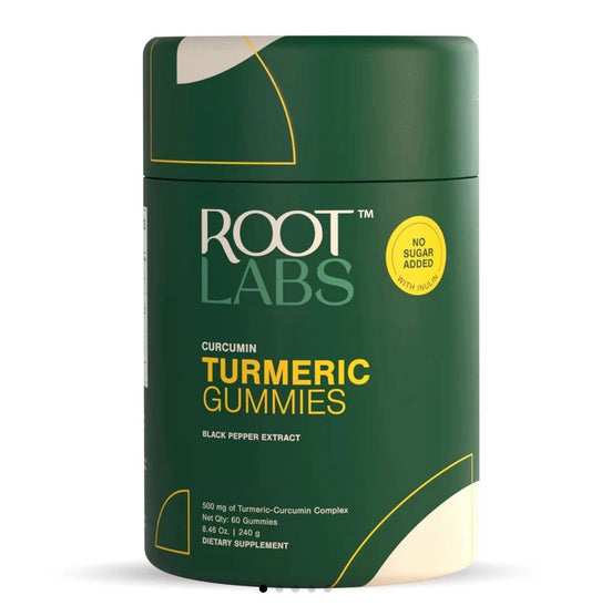 ROOT LABS Turmeric Gummies I No Added Sugar I 95% Curcumin & Black Pepper Ext...