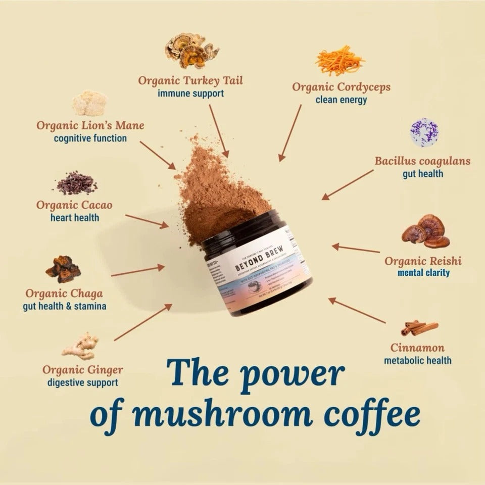 Live Conscious Beyond Brew Mushroom Coffee 7-in-1 Cacao Energy/focus/Gut/Mental!