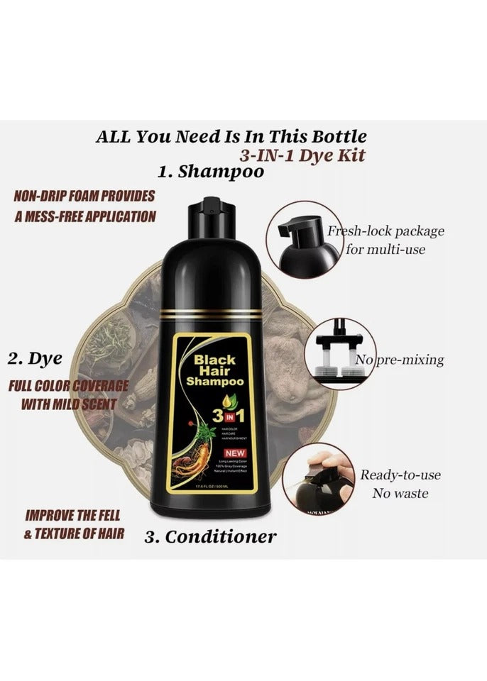 2x Light Brown Hair Dye 3in1 Shampoo Instant Hair Dye Herbal Ingredients 2 Pack
