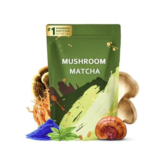 Organic Mushroom Matcha For Focus, Energy, Immunity 30 Servings, Vegan Adaptogen