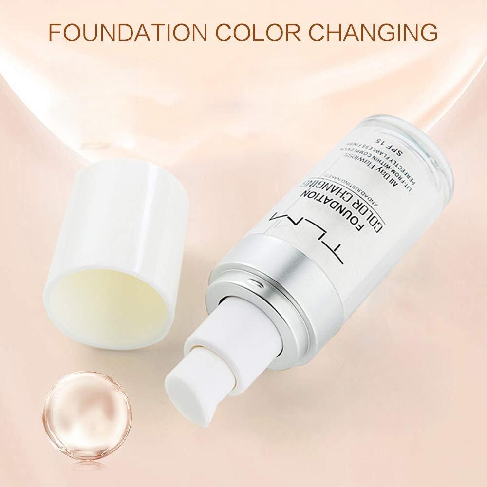 Colour Changing Foundation - Flawless Coverage SPF 15, Lightweight Formula, Adapts to Skin Tone, Hides Wrinkles & Lines, Hydrating & Long Lasting, BB Cream Makeup Base Concealer Cover