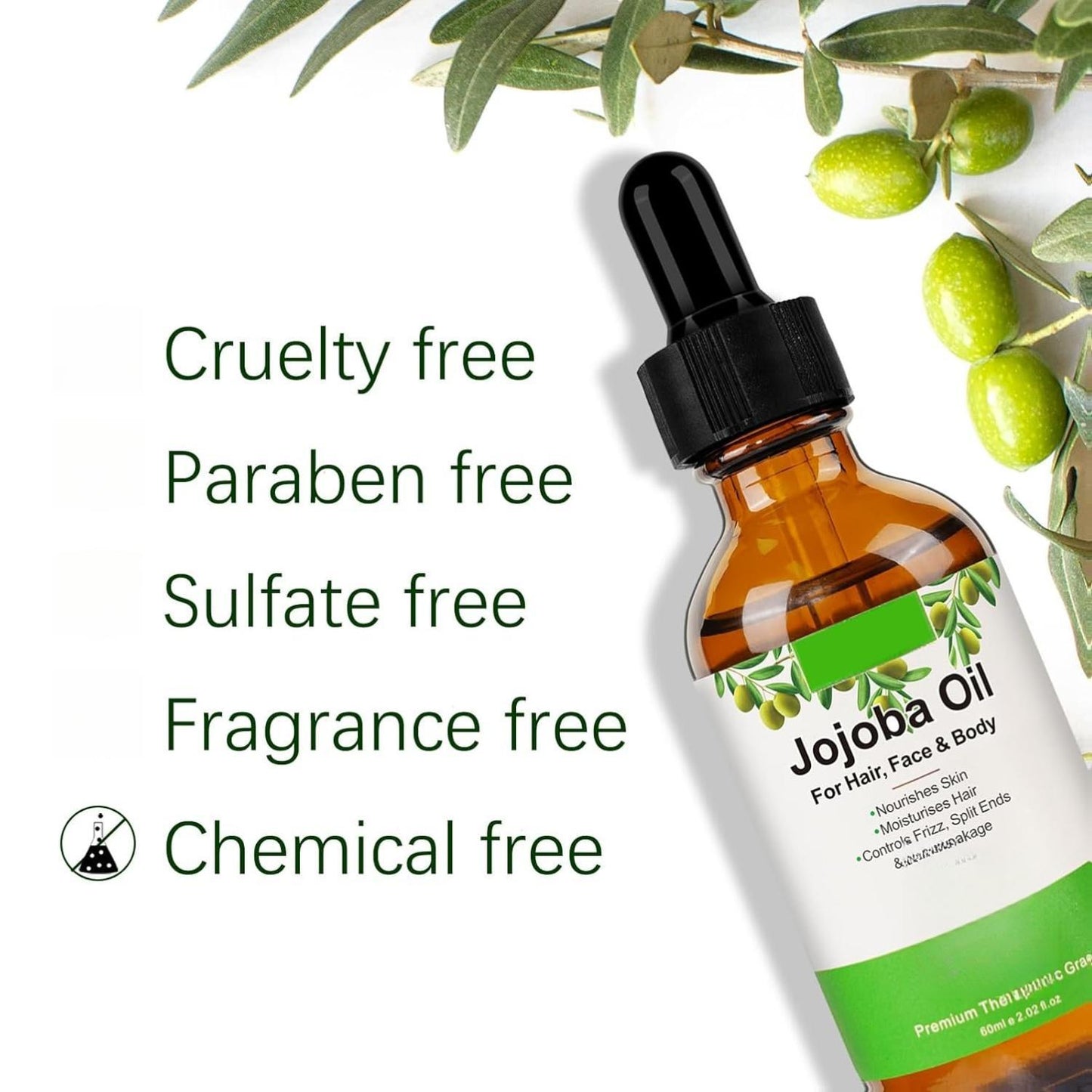 Jojoba Oil Organic 120ml 100% Pure Natural Nourishes Skin Face Hair Growth Controls Frizz Split Ends Hair Breakage Cold Pressed Unrefined Essential Oils DIY Beauty