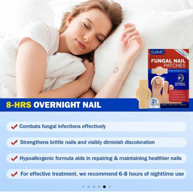 Fungal Nail Patches - 3 Pack 8-Hour Overnight Repair for Damaged & Discolored Nails - 21 Patches for Healthier Nails - Easy Application & Hygienic Design