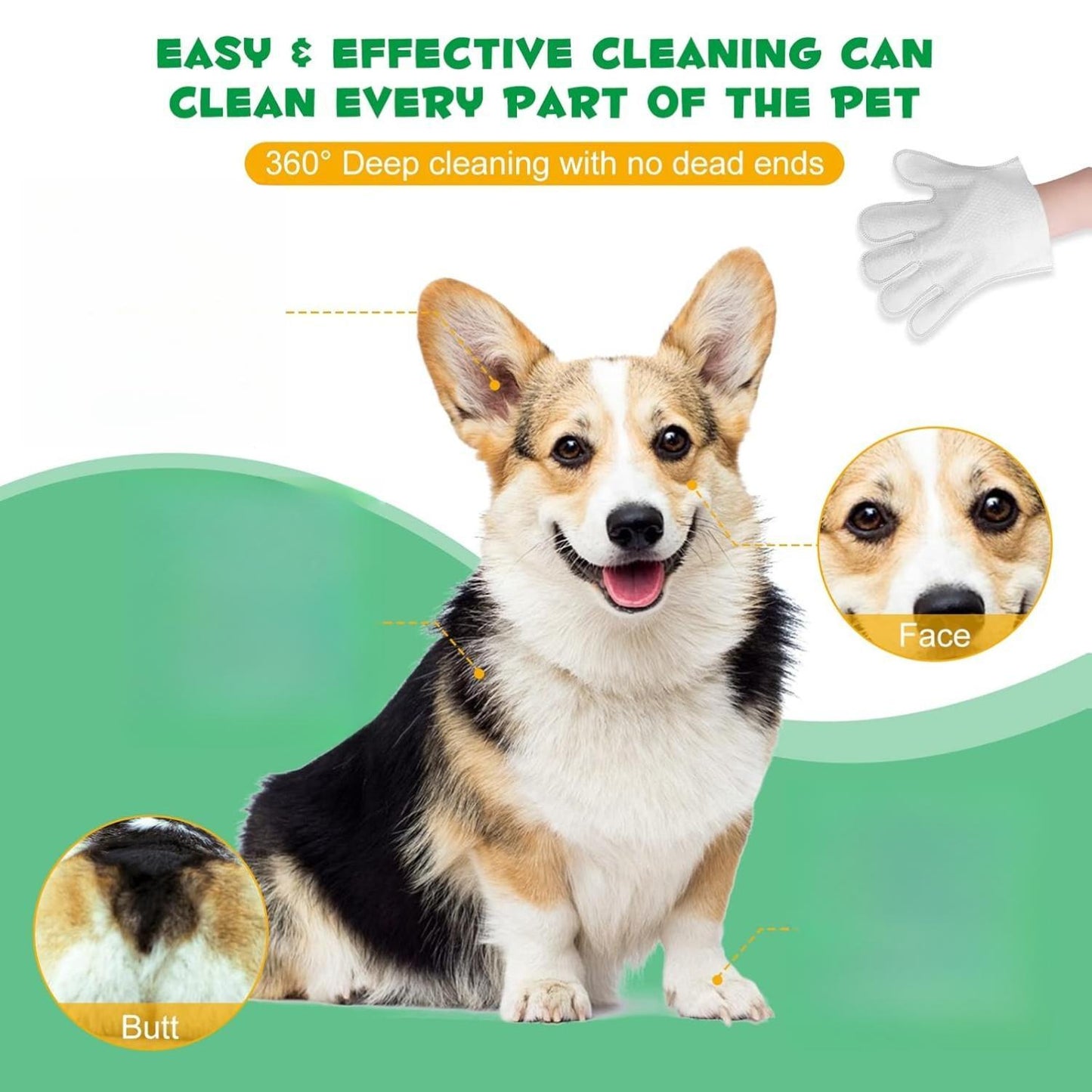 Cleaning Gloves for Dog and Cat, Thick Hair, 6PCS