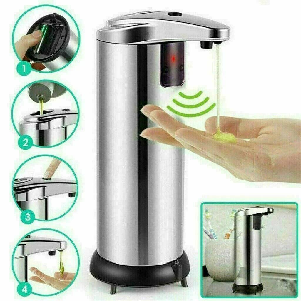 Magnetic Charging Waterproof Soap Dispenser 400ml Stainless Steel with Child Lock & Adjustable Dispensing Levels Model AK1337