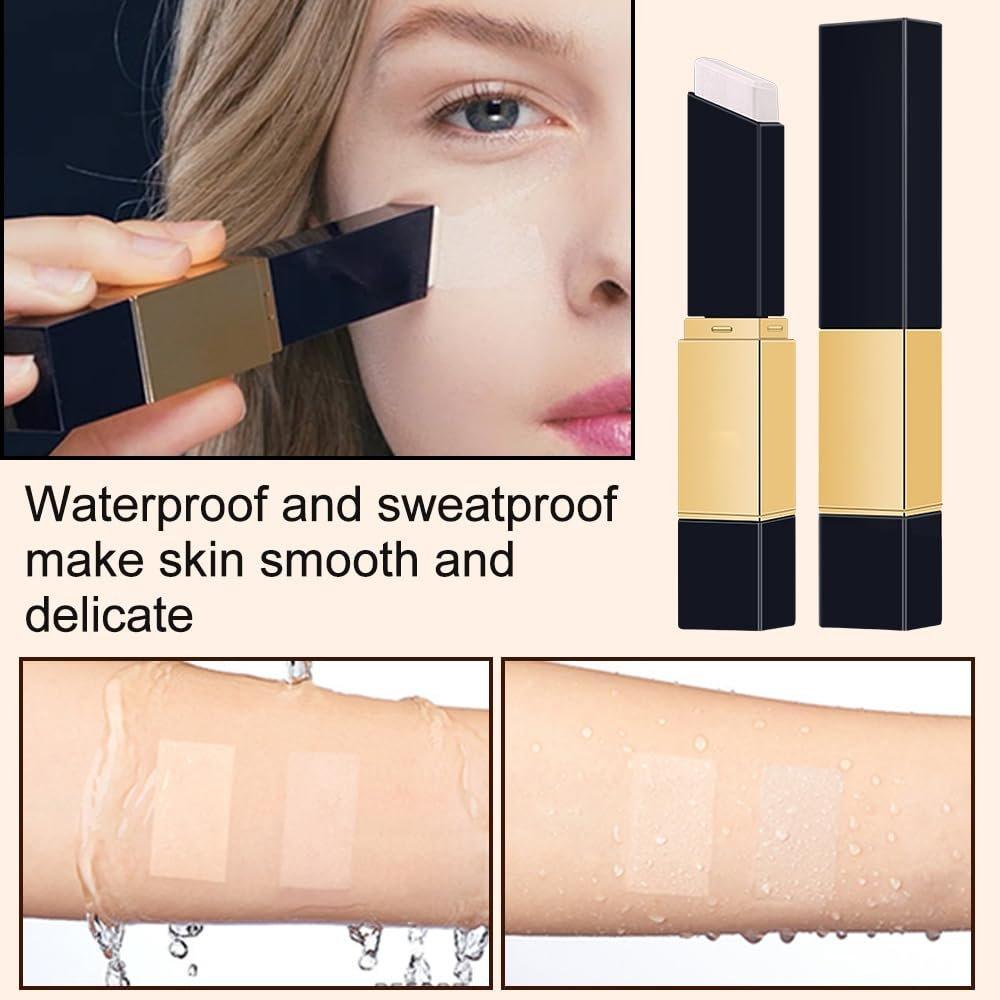 2 IN 1 Double Head Foundation Stick Portable Makeup Color Changing Concealers Hydrating Lightweight Foundation Stick with Brush for Daily Use