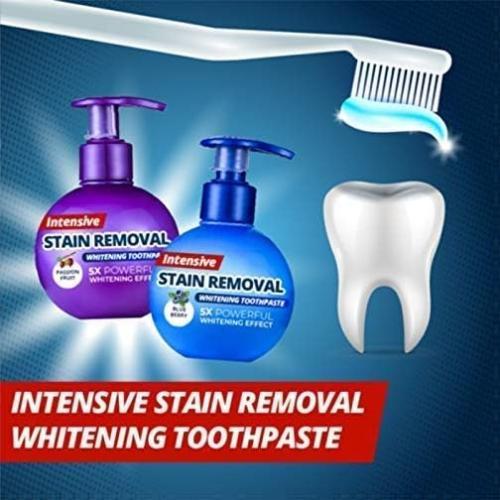 Intensive Stain Removal Whitening Toothpaste 2PCS Baking Soda Gel Toothpaste with Passion Fruit & Blueberry Flavor for Fresh Breath Oral Care Fight Bleeding Gums Power Cleaning - Pack