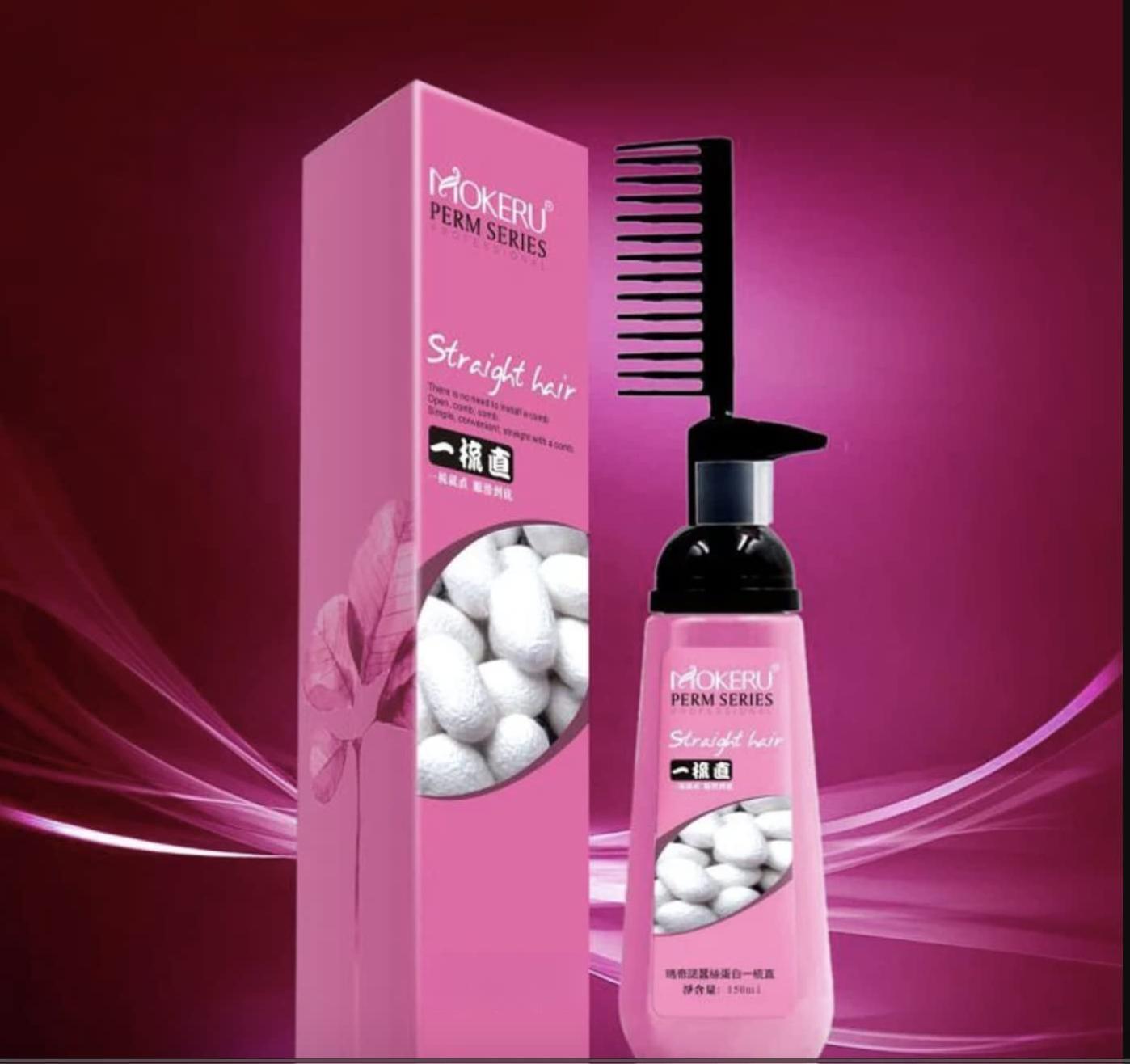 Easy Using Smooth Hair Straightening Cream (150ml) with Brush for Curly Hair Light Fragrance Suitable for All Hair Types Moisturizing & Nourishing Treatment with Plant Collagen Vitamin E Keratin Argan Oil Gel