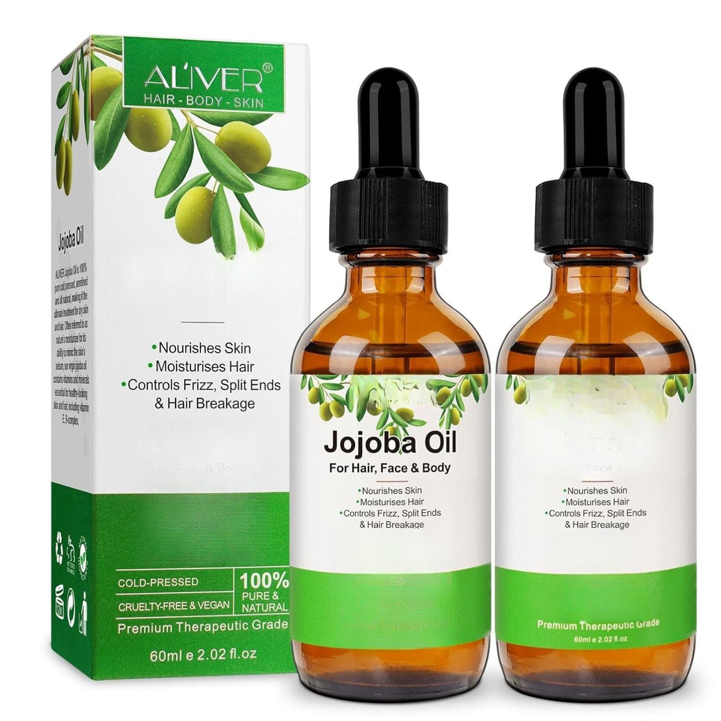 Jojoba Oil Organic 120ml 100% Pure Natural Nourishes Skin Face Hair Growth Controls Frizz Split Ends Hair Breakage Cold Pressed Unrefined Essential Oils DIY Beauty