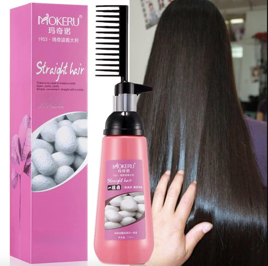 Easy Using Smooth Hair Straightening Cream (150ml) with Brush for Curly Hair Light Fragrance Suitable for All Hair Types Moisturizing & Nourishing Treatment with Plant Collagen Vitamin E Keratin Argan Oil Gel