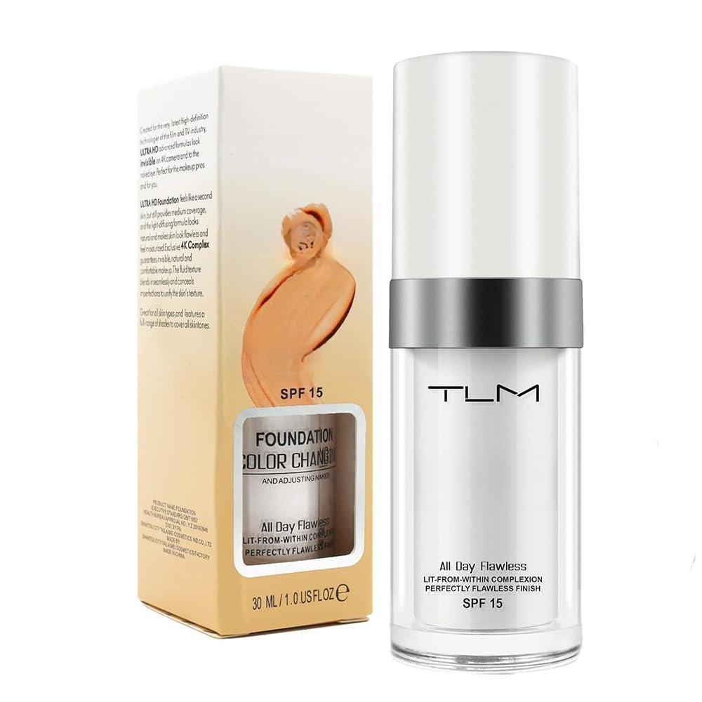 Colour Changing Liquid Foundation Hides Wrinkles & Lines, BB Cream Makeup Base Concealer Cover Moisturizing Fluid for all Skin Tone SPF15, Pack of 1