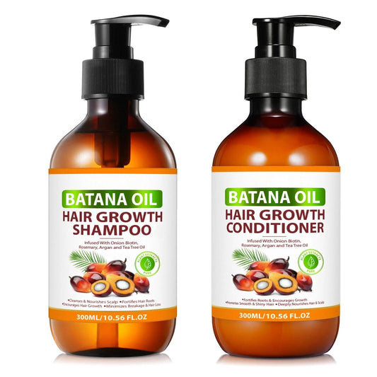 Batana Oil Shampoo & Conditioner Set 300ml Each - Organic Batana Formula with Onion Rosemary Argan Tea Tree for Scalp Health & Deep Moisturizing Cleanses for Women Men AFITMOE Long Lasting Moisturizing Hair Growth Treatment - Haircare