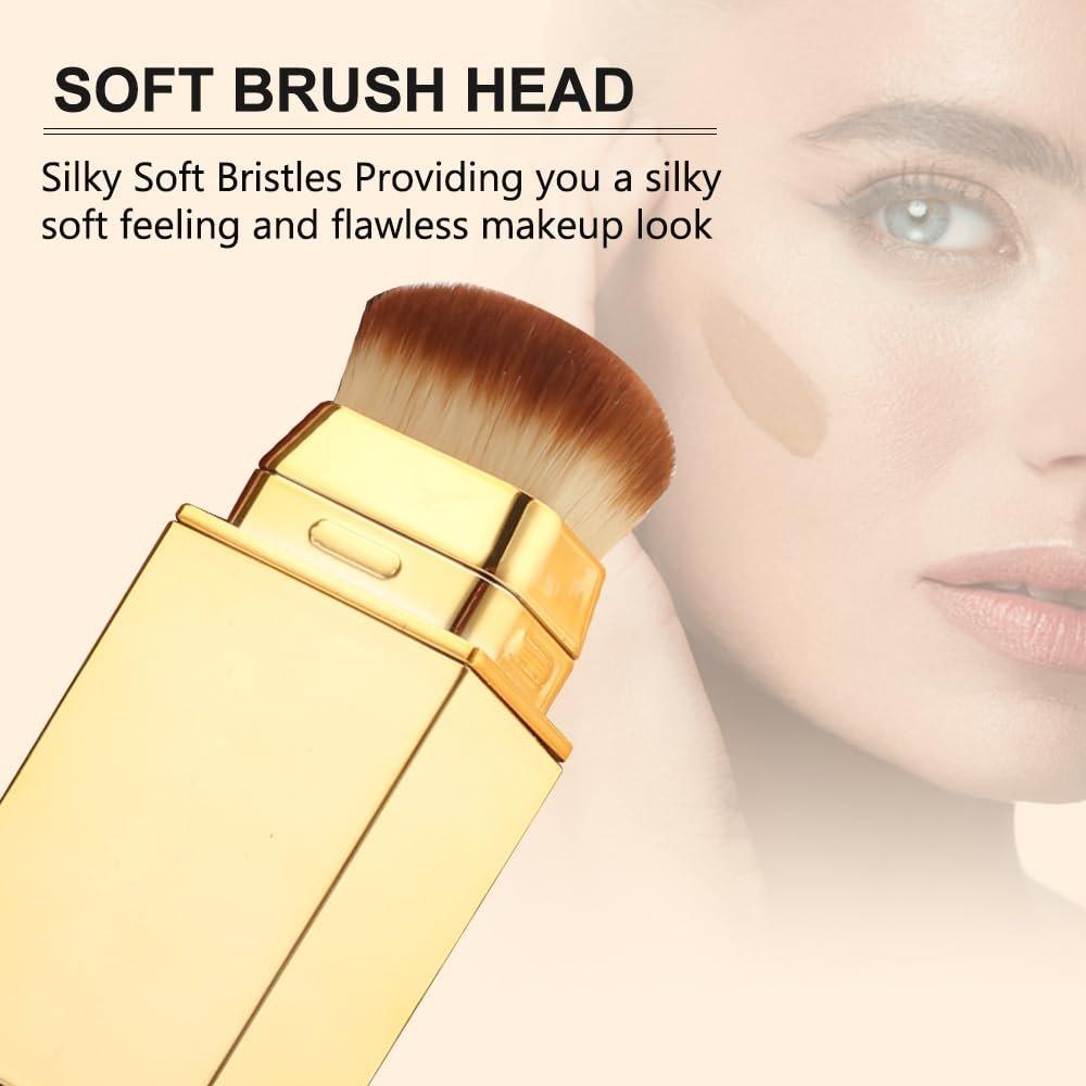 2 IN 1 Double Head Foundation Stick Portable Makeup Color Changing Concealers Hydrating Lightweight Foundation Stick with Brush for Daily Use