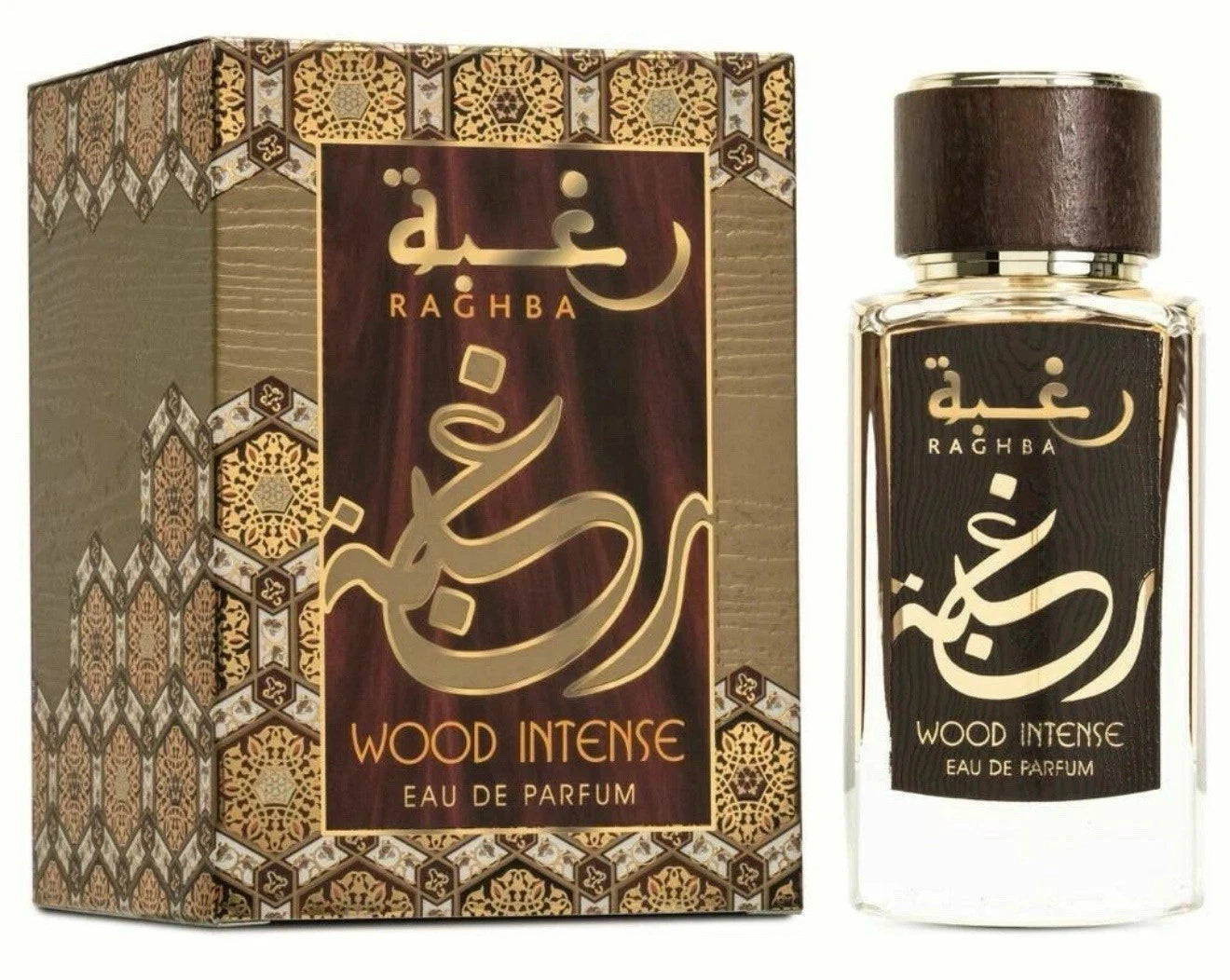 Lattafa Raghba Wood Intense EDP 100ml - Deep Woody Amber Oud Fragrance for Special Occasions & Daily Use Regular Edition