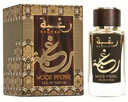 Lattafa Raghba Wood Intense EDP 100ml - Deep Woody Amber Oud Fragrance for Special Occasions & Daily Use Regular Edition