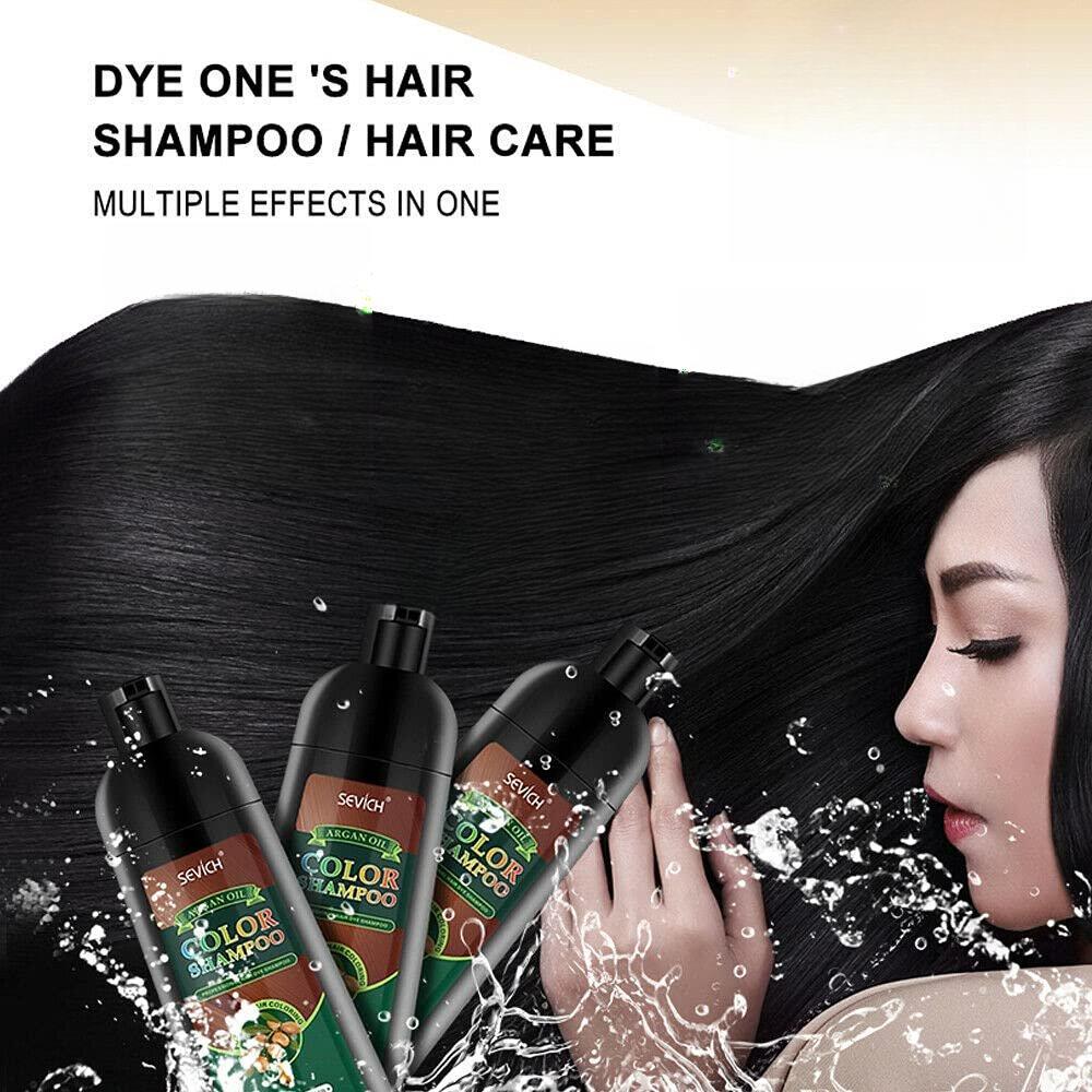 Argan Oil Hair Color Shampoo - Dark Brown, 500 ML: Instant Fast Acting Long Lasting Signature Hair Dye, Ammonia-Free, Nourishing, Shining, Professional, Easy to Use, Salon Quality