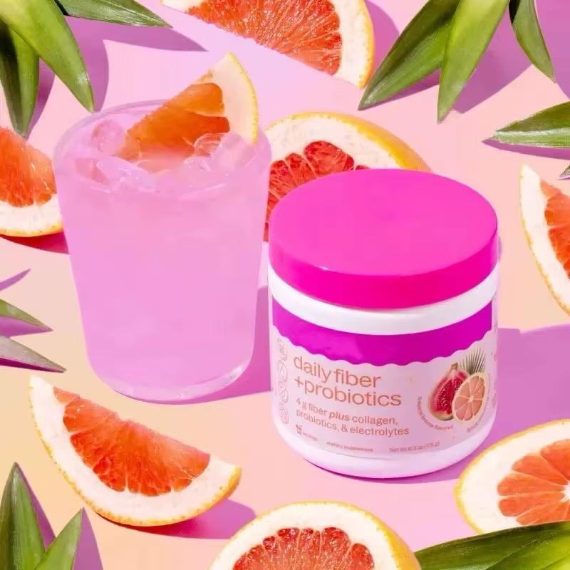 Daily Fiber & Probiotics Supplement with Collagen - Tropical Breeze Flavor | Boosts Gut Health, Hydration & Skin, Hair & Nails | Supports Digestive Wellness & Regularity | 1 Billion CFU Probiotics, 2g Collagen & 4g Fiber per Serving