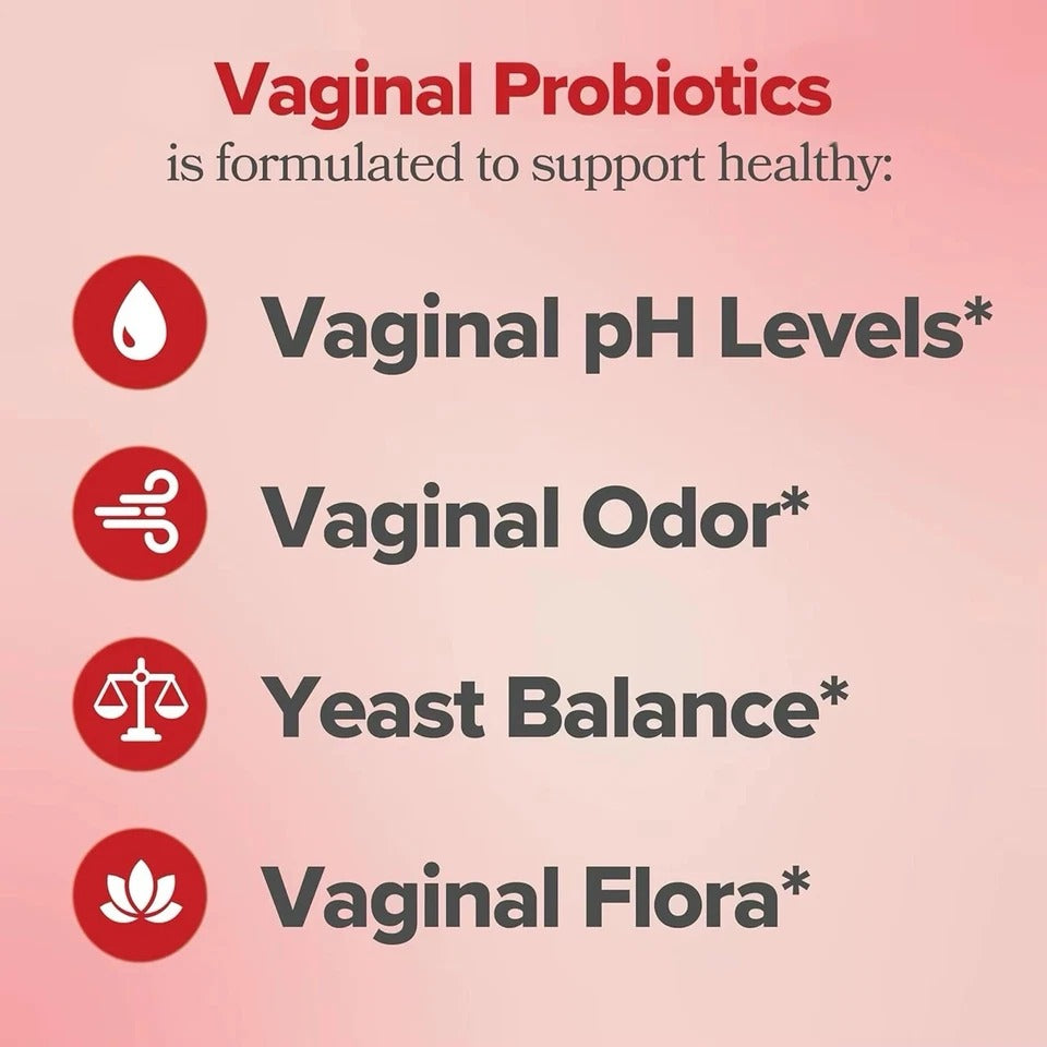Vaginal Probiotic 60 Vegan Capsules | Odor pH Balance Yeast Support, Naturally
