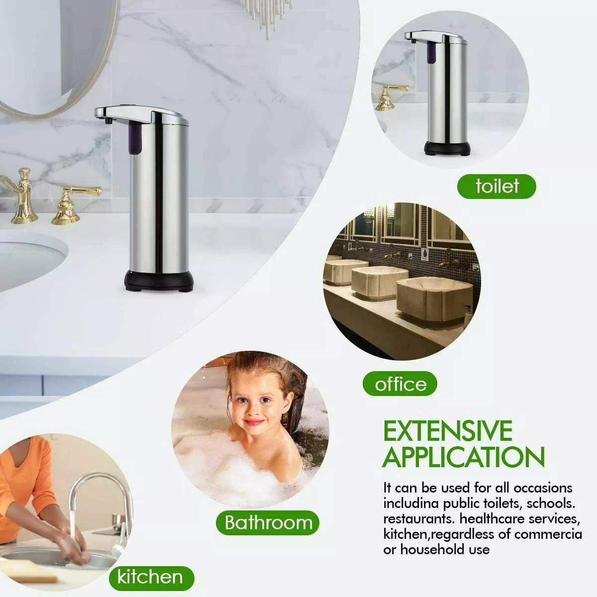Magnetic Charging Waterproof Soap Dispenser 400ml Stainless Steel with Child Lock & Adjustable Dispensing Levels Model AK1337
