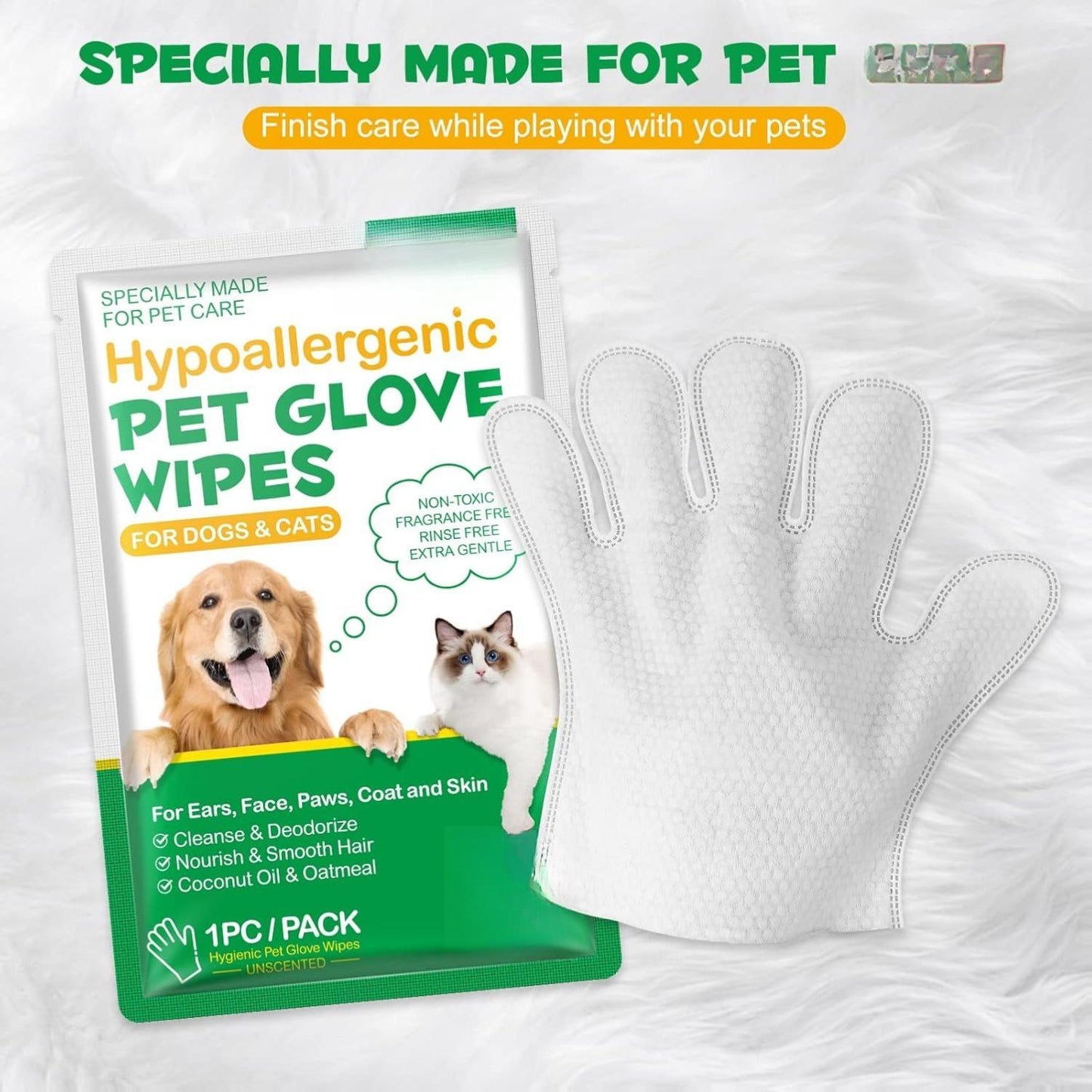 Cleaning Gloves for Dog and Cat, Thick Hair, 6PCS