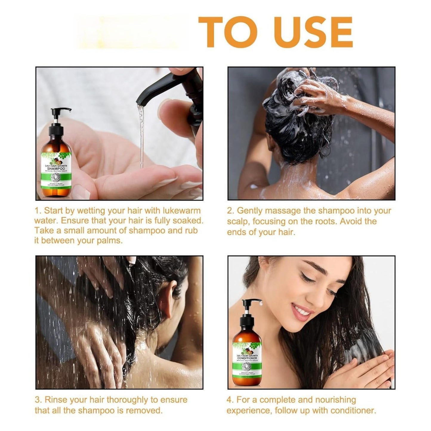 Batana 3-IN-1 Batana Oil Shampoo & Conditioner 600ML with Rosemary Black Castor & Onion for Hair Growth & Thinning Hair Care Gentle Cleansing & Nourishing Solution