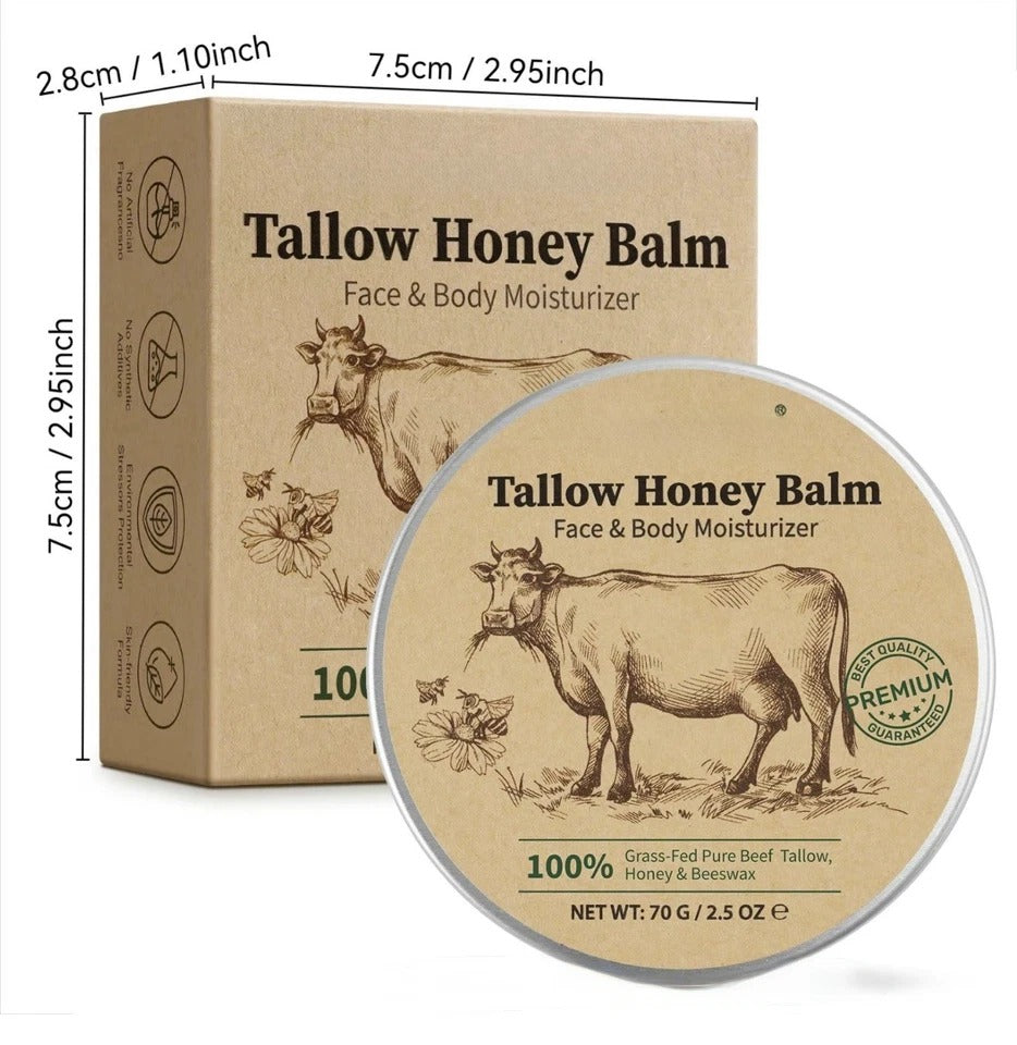 Beef Tallow for Skin, Tallow and Honey Balm, Tallow Face Moisturizer