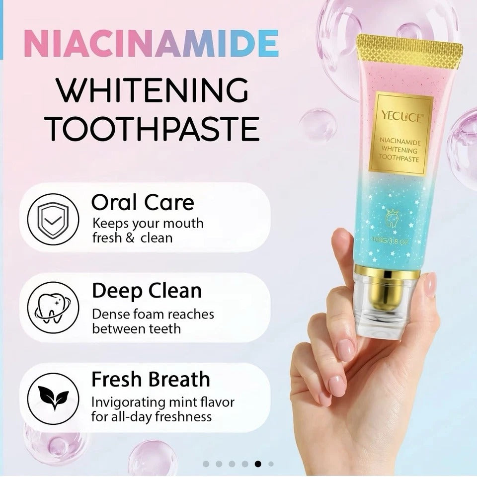Niacinamide Whitening Toothpaste for Radiant Smile – Gentle Stain Removal, Fre