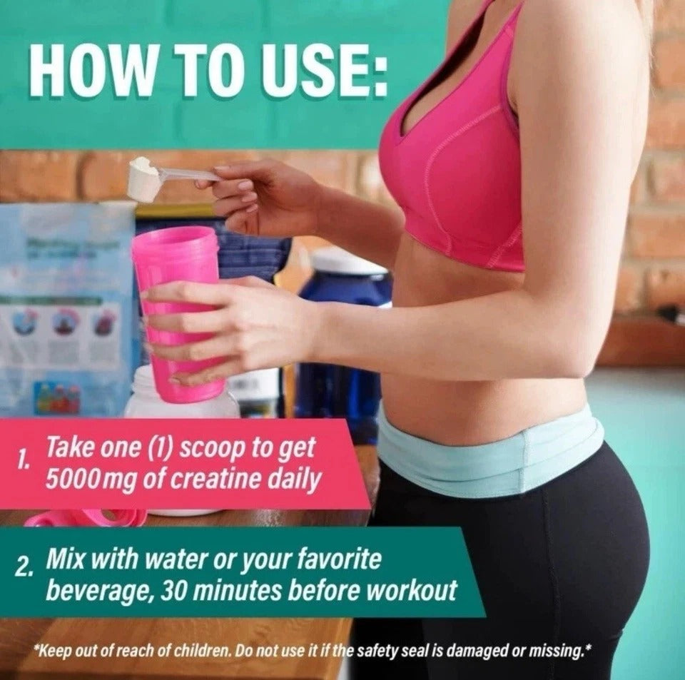 Creatine Monohydrate Powder for Women Booty Muscle Growth Pure Micronized USA