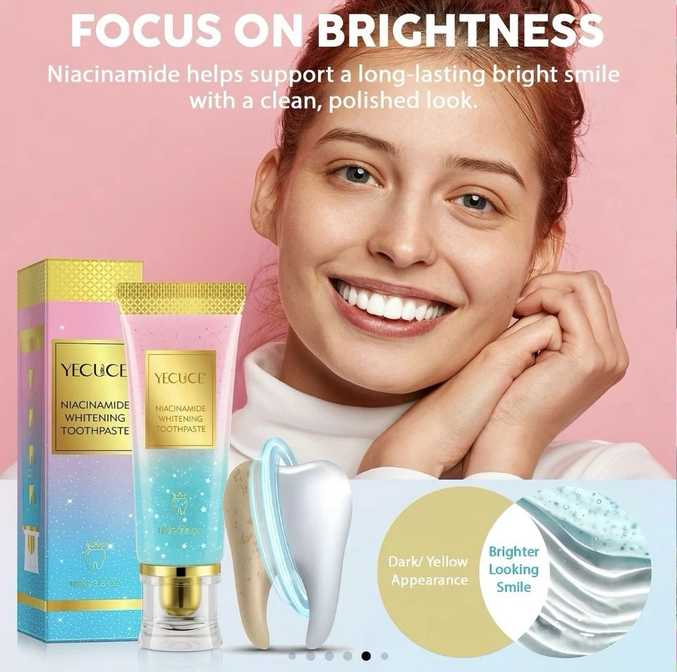 Niacinamide Whitening Toothpaste for Radiant Smile – Gentle Stain Removal, Fre