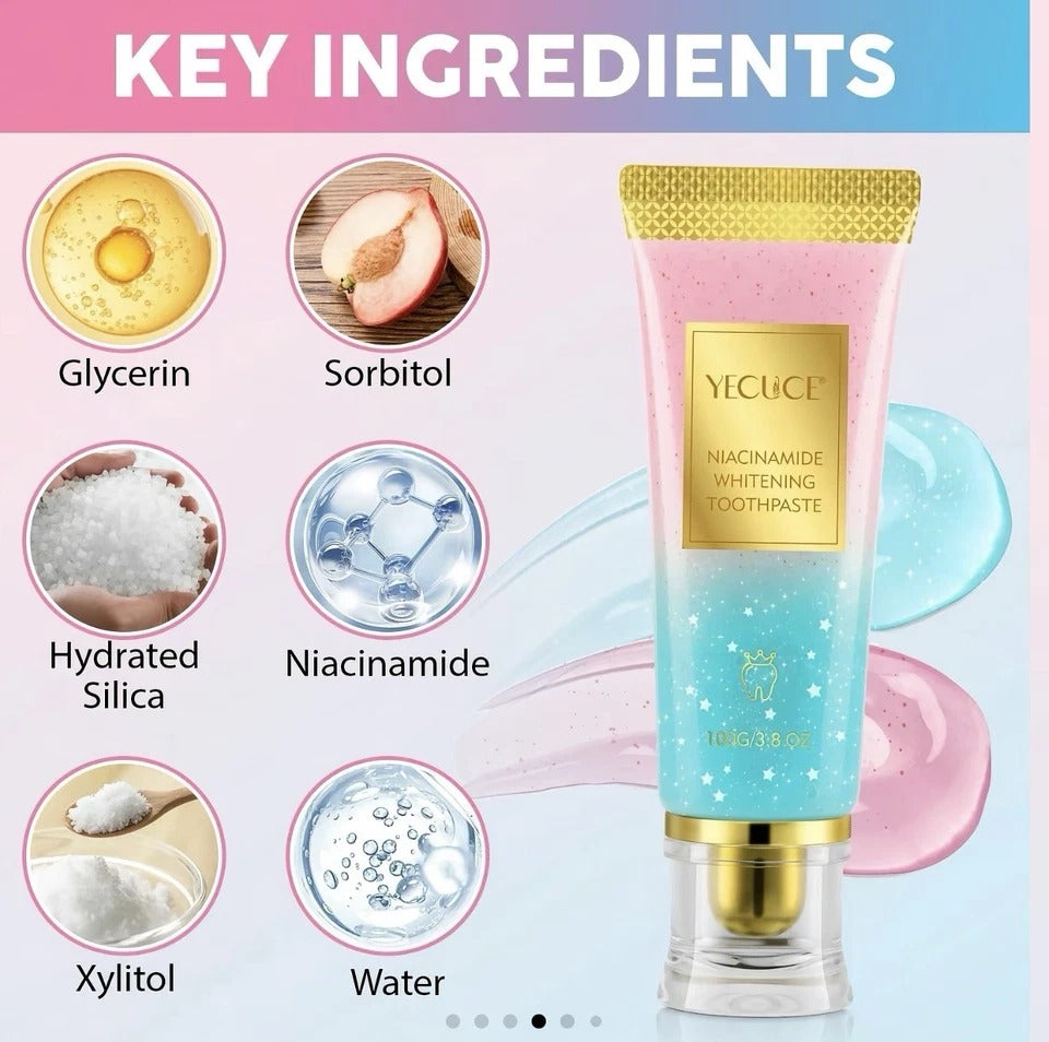 Niacinamide Whitening Toothpaste for Radiant Smile – Gentle Stain Removal, Fre