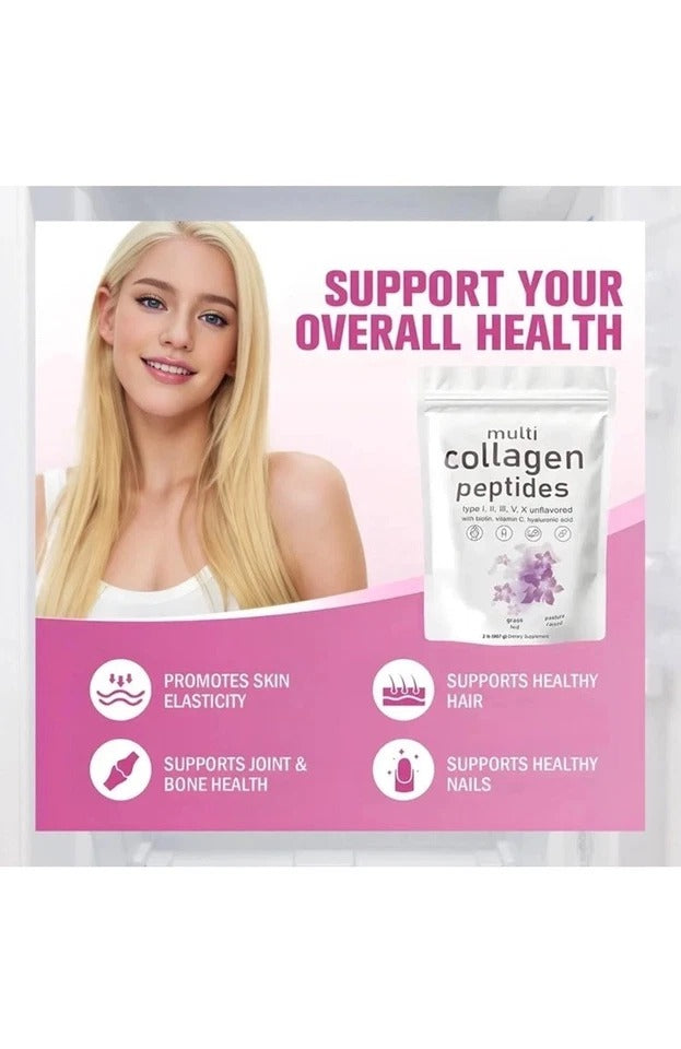 Multi Collagen Peptides Powder 1 lb Hydrolyzed Protein Peptide Type I,II,III,V,X